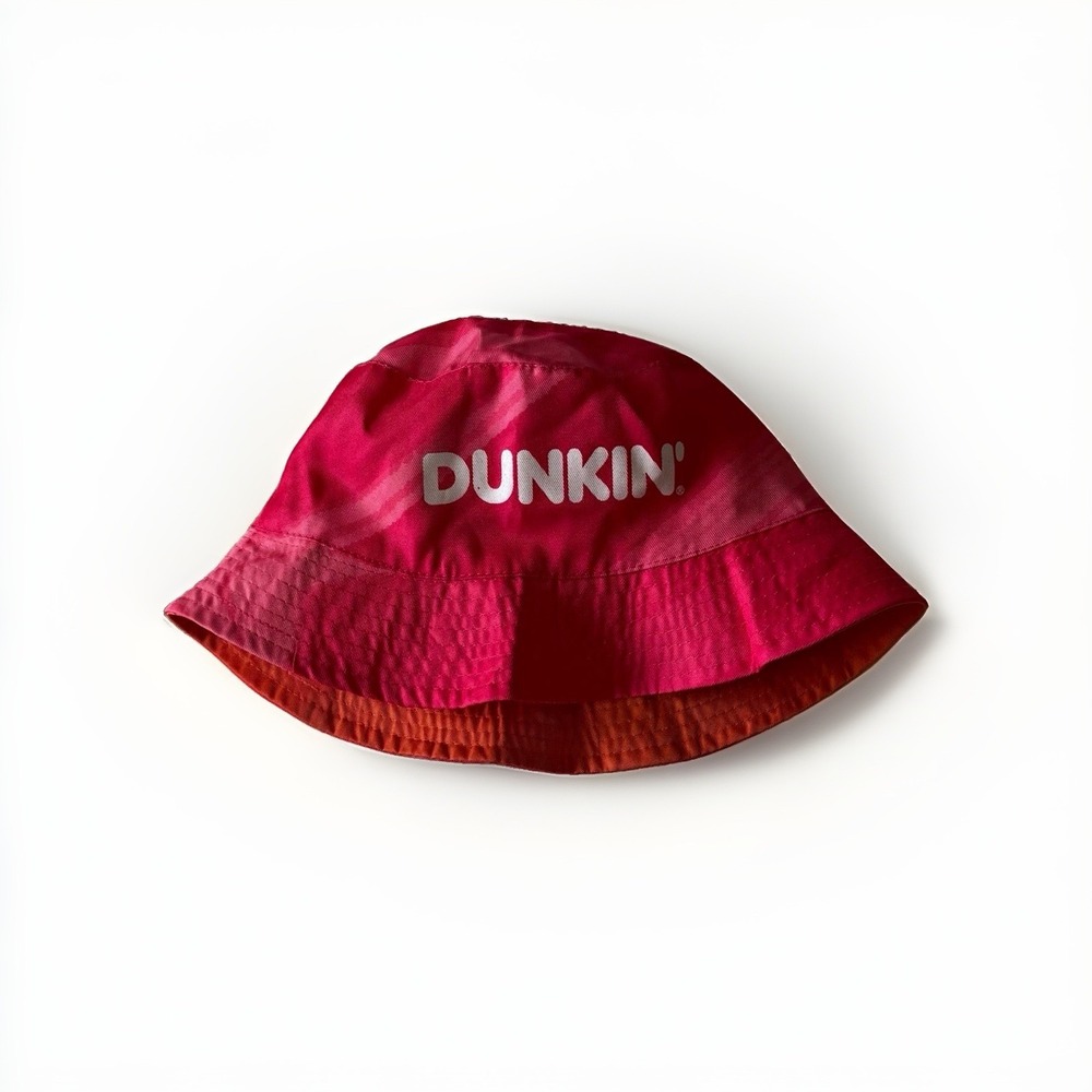 Dunkin Donuts Reversible Bucket Hat Pink Orange Coffee Promo Merch Logo Cap